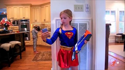 Kids Nerf War Compilation w/ Little Heroes, Adventure Kids and Supergirl