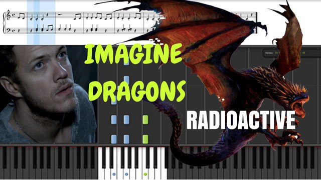 Imagine Dragons - Radioactive Piano Tutorial (Cover + SHEETS) with Lyrics Synthesia Lesson