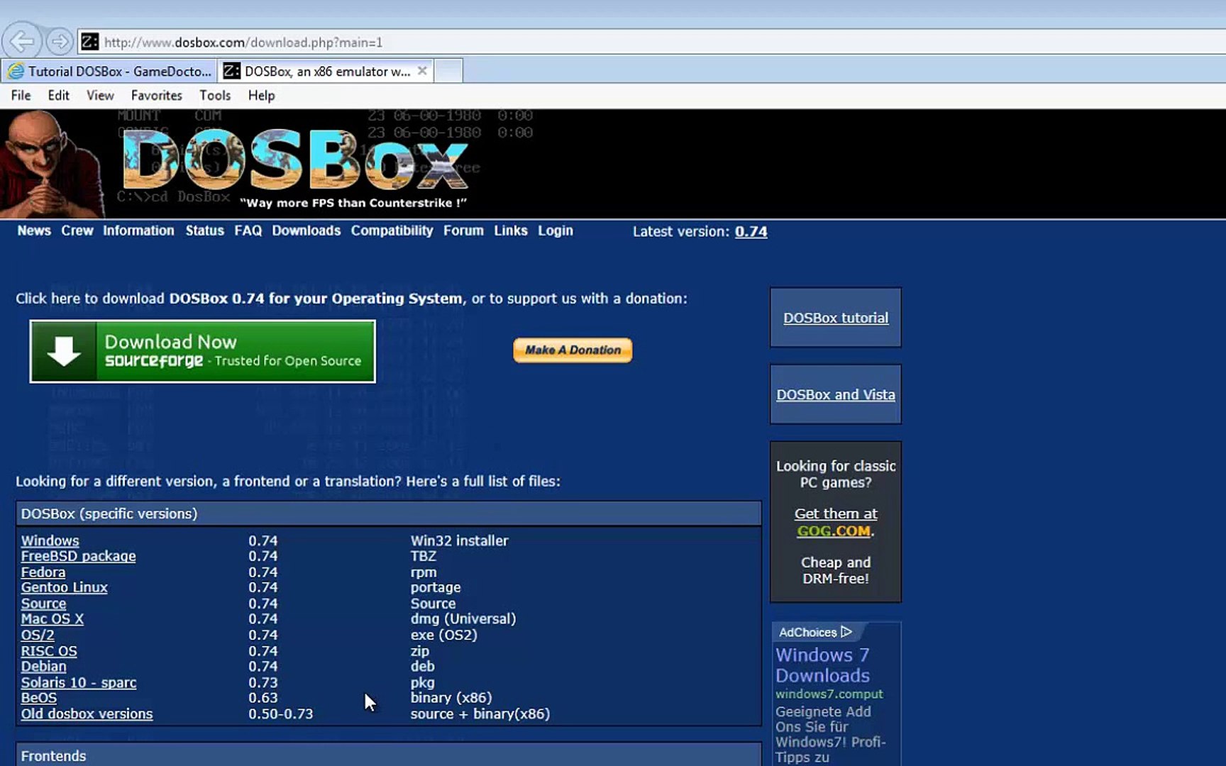 Dosbox 0.72 for windows 7