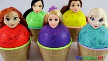 Play-Doh Sparkle Disney Princess Ice Cream Finger Family Nursey Rhymes & Learn Colors Playdough