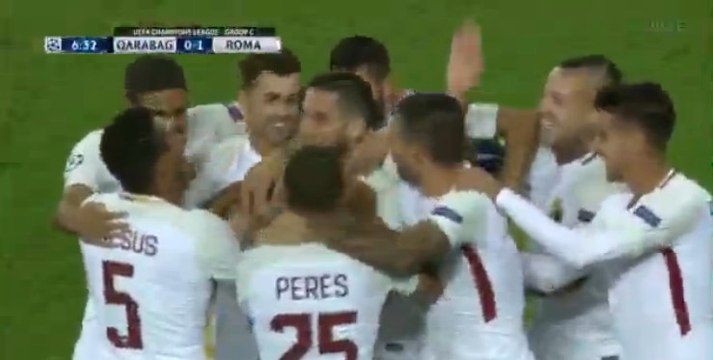 Konstantinos Manolas Goal HD - Qarabag FK 0-1 AS Roma 27.09.2017
