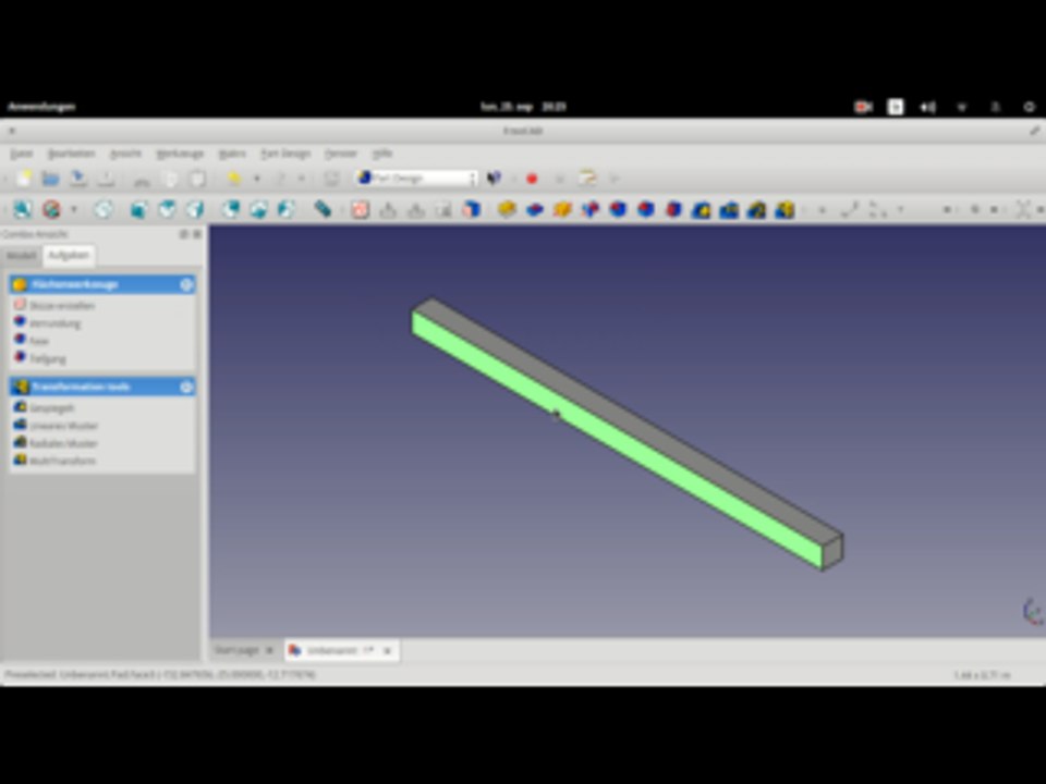 Freecad fuer Anfaenger 2:  Balken zeichnen und exportieren