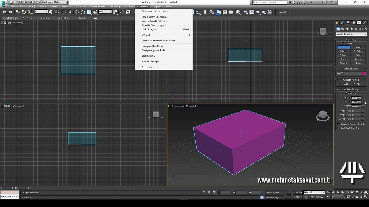 3ds Max Eğitimi Ders2 - Temel Ayarlar - Başlangıç Ayarları - Configure Viewports - Layout -Lighting