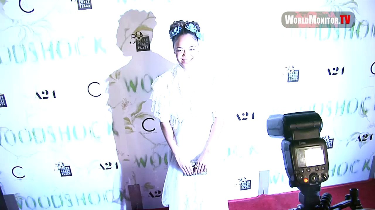 Tessa Thompson arrives at Woodshock Los Angeles premiere