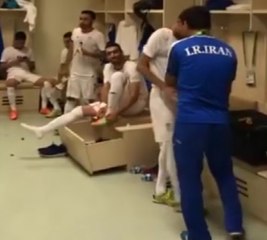 رختکن تیم ملی فوتسال بعد از قهرمانی