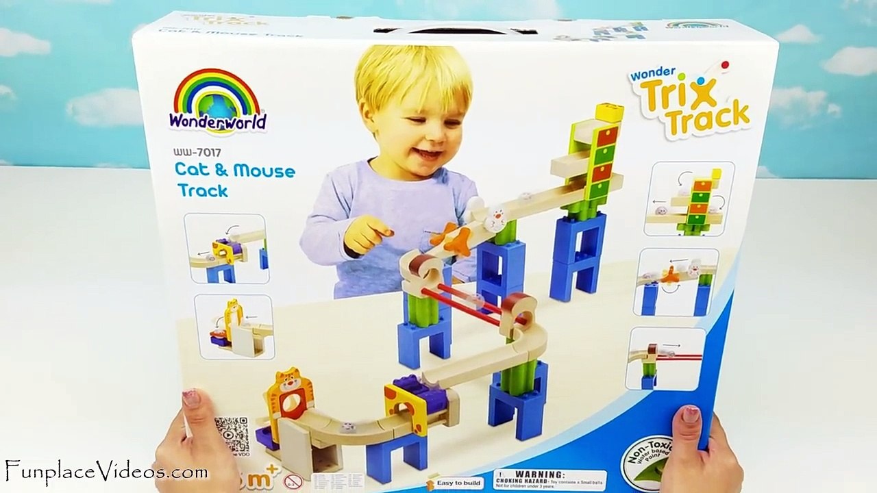 Toddler Learning Video for Kids Teach Colors Children Toy Cat Mouse Trix Tracks Marble Maze Run Race