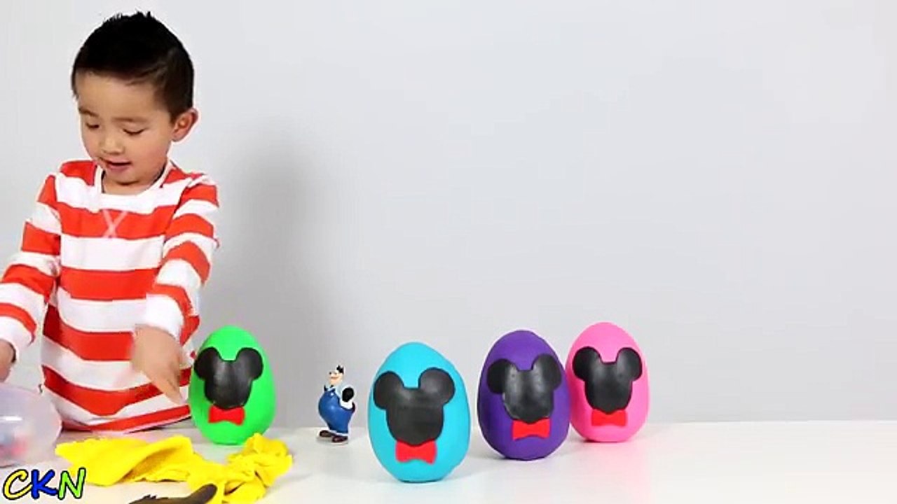 Disney Mickey Mouse Play-Doh Surprise Eggs Opening Fun With Ckn Toys Minnie Mouse Donald Duck Goofy