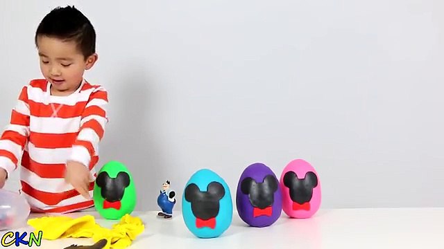 Disney Mickey Mouse Play-Doh Surprise Eggs Opening Fun With Ckn Toys Minnie Mouse Donald Duck Goofy