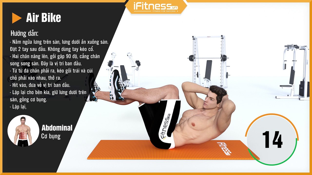 Bài tập cơ bụng Air Bike tại nhà cho nam và nữ | iFitness.vn