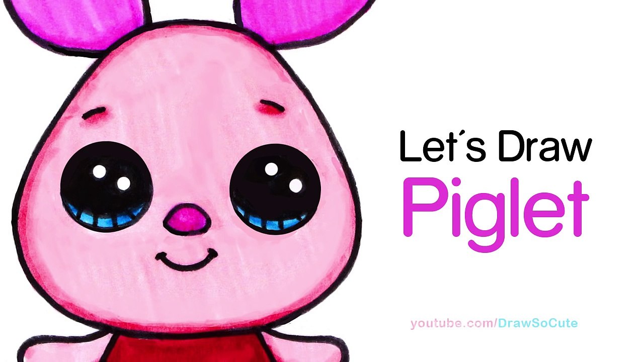How to Draw + Color Piglet Easy from Winnie the Pooh - Disney Cuties