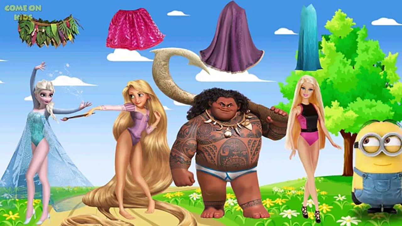 Wrong Dress Disney Princess, Elsa, Rapunzel, Moana Maui, Barbie fashion doll Finger Family song