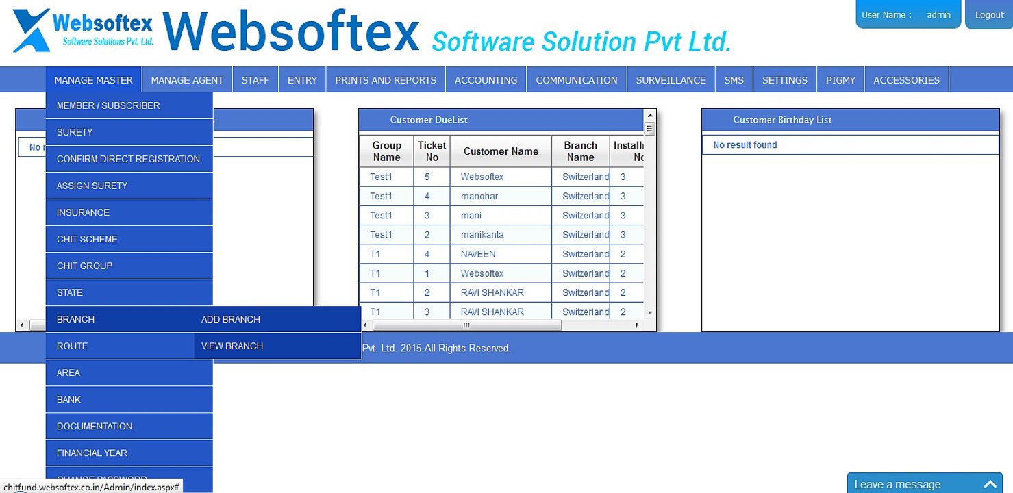 Chit fund margadarshan bangalore, Chit fund software group