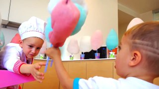 Funny Baby & Cotton Candy! Kids Pretend Play Cook Family Fun Sweets for children