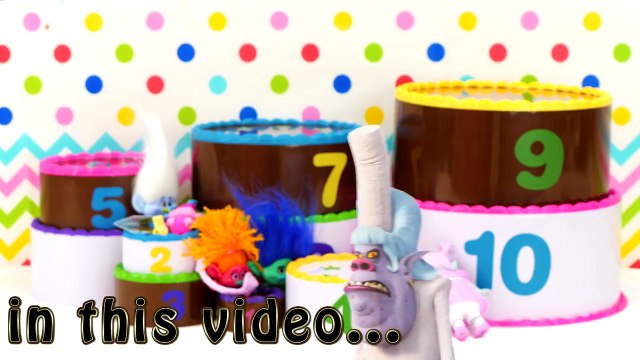 Trolls Movie Cake Toy Surprise Game! Learn Numbers & Save Poppy Branch Bridget from the Bergen Chef!