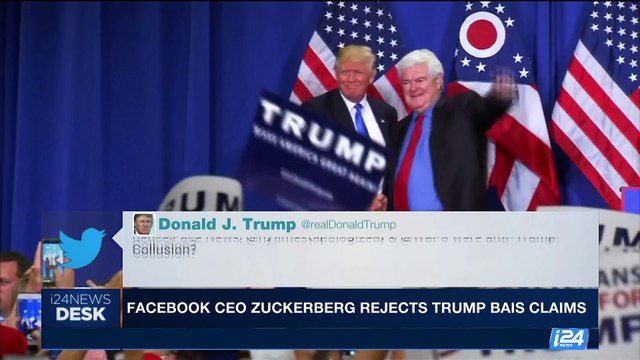 i24NEWS DESK | Facebook CEO Zuckerberg rejects Trump bais claims | Thursday, September 28th 2017