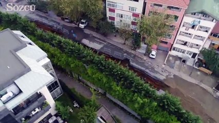 Selin ikiye ayırdığı cadde havadan görüntülendi