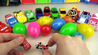 Cars and Robocar Poli car toys with surprise eggs play