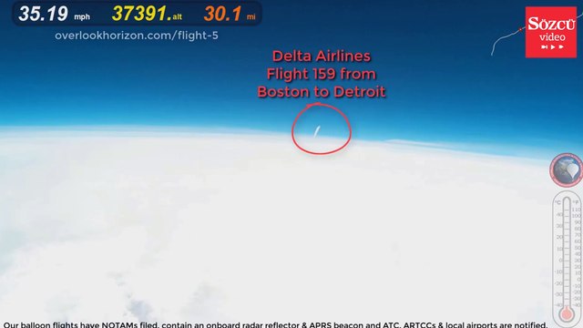 Meteoroloji balonu jet uçağı sesini gökyüzünde yakaladı