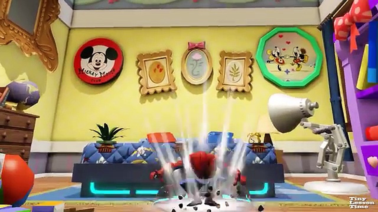 Five Disney Charers in Five Little Monkeys Jumping on the Bed Nusery Rhymes Playlist