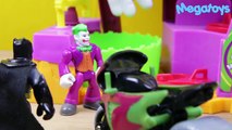 JOKER & HARLEY QUINN vs BATMAN & ROBIN rob gotham city bank, and hulk save the day imaginext toys