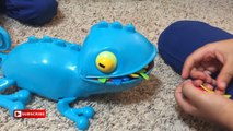 Kids playing with lizard toy eating bugs. Lots of fun. Lets play kids.