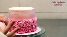 Swirl Buttercream Rosettes Cake / Torta De Rosas by CakesStepbyStep
