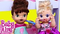 Baby Alive Doll COLORS ON DOLL'S FACE!!! Naughty Lucy Baby Doll Prank & KidKraft Bedroom Toys