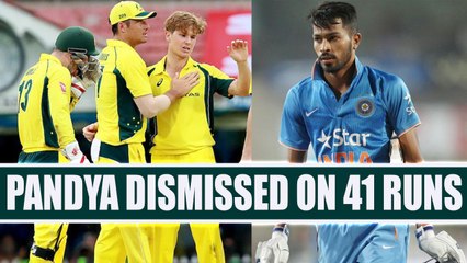 Télécharger la video: India vs Australia 4th ODI : Hardik Pandya out for 41 runs, Zampa strikes for Aussies |Oneindia News