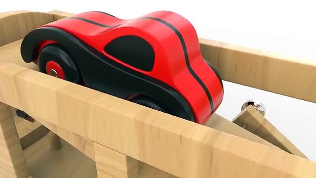 Learn Colors with Wooden Parking Garage Street Vehicle Toys - Colors Collection