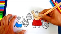 Drawing PEPPA and GEORGE playing surprise eggs | cómo dibujar a Pepa y George con huevos sorpresa