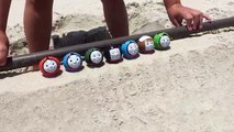 THOMAS AND FRIENDS RAIL ROLLERS BALL MARBLE RACE AT THE BEACH! JAMES PERCY GORDON DIESEL FAST TRACK!