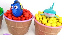 FINDING DORY M&Ms Ice Cream Cups Learn Colors Toy Surprise / TUYC