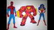 Colors Superheroes Spiderman Wonder Woman vs HulkBuster Coloring pages learning colors for kids