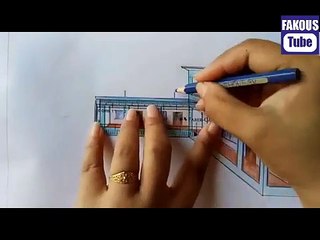 كيف ترسم مدرسة How to draw School