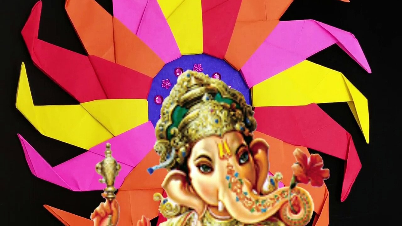 Sun Star Backdrop Decoration for Ganesha Chathurti - DIY _ Tutorial _ Ganapathi _ How to make - 784-jP5Hs48MZiE