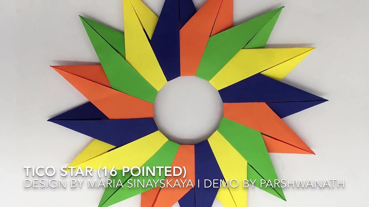 Tico Star - 16 Pointed (Design by Maria Sinayskaya) - DIY _ Modular Origami _ Tutorial - 776-y37Xs80O4yU