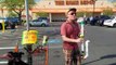 Street Performer Entertains Passersby With Homemade PVC Saxophone