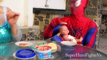 Frozen Elsa Baby Poop Real Food Batman Spider-man 2 The Joker Super Hero In Real Life