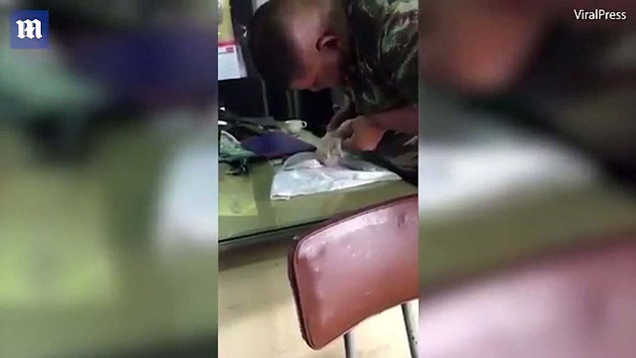 Retrouvé dans un état pitoyable, un soldat parvient à ramener un chiot à la vie.