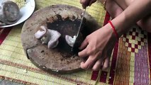 cooking pig intestines in my village | Spicy and hot pig intestine curry