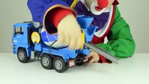 Construction Trucks for Kids: Toy Cement Mixer Backhoe Bulldozer - Clown Bingo in Video for Kids #5