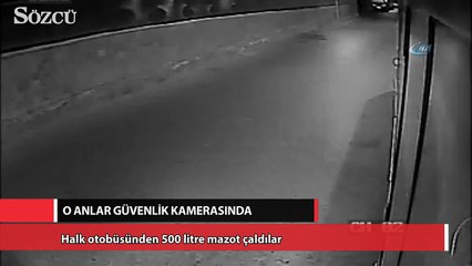 Halk otobüsünden 500 litre mazot çaldılar
