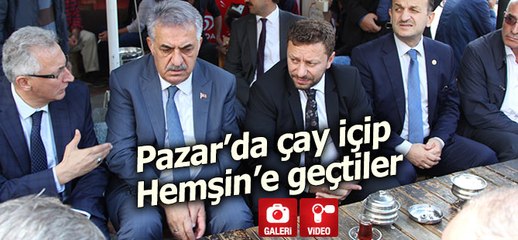 Pazar'da çay içip Hemşin'de afet incelemesinde bulundular