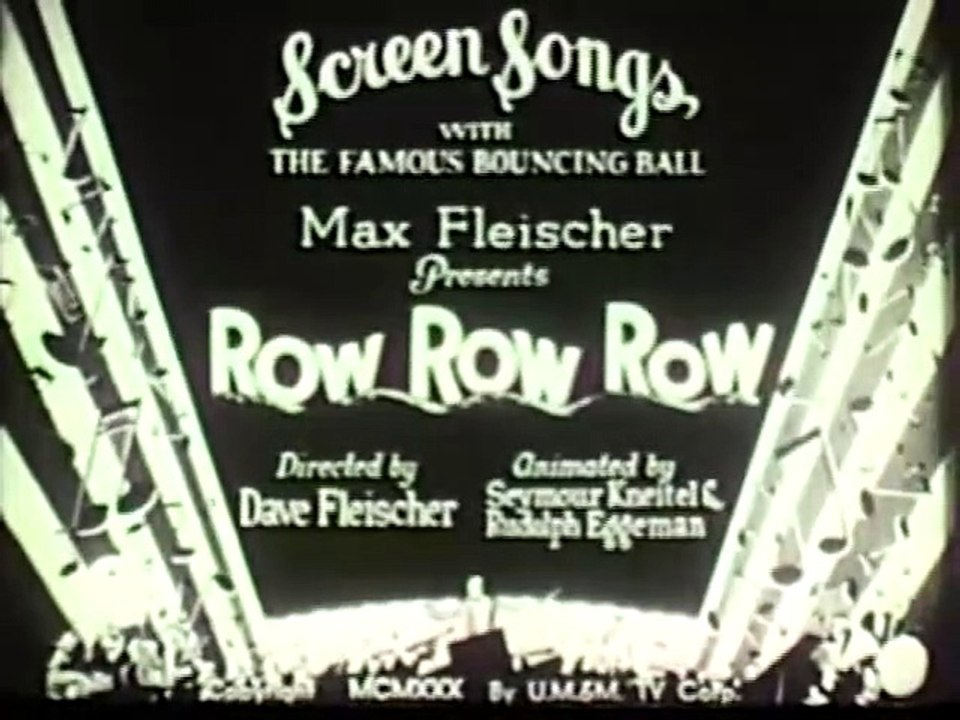 Row, Row, Row - screen song cartoon