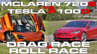 Tesla Model S P100D Ludicrous vs McLaren 720S Drag Racing an