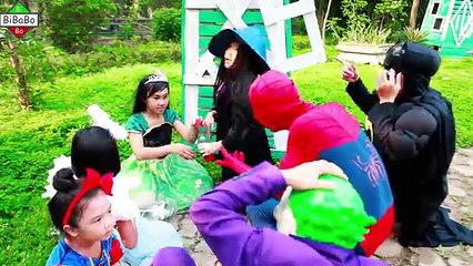 Baby Frozen Elsa and Anna with Spiderman Snow White Batman beautiful garden Flower