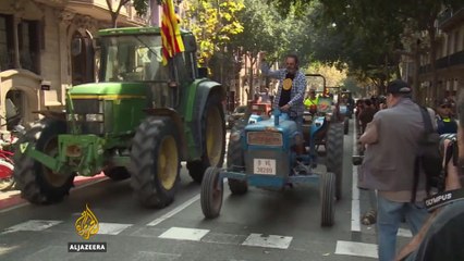 Catalan farmers show support for referendum with tractor parade