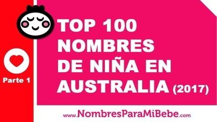 TOP 100 nombres para niñas en Australia 2017 - PARTE 1 - www.nombresparamibebe.com