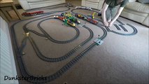 LEGO Train Track Setup Featuring Passenger and Cargo Trains with Lights!