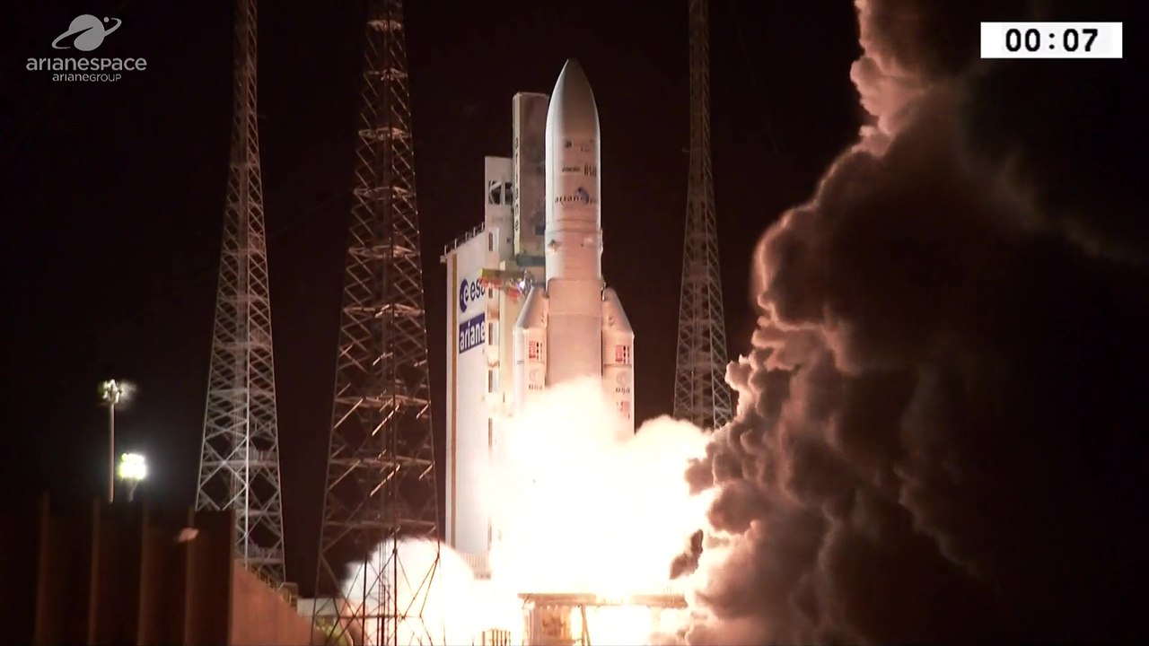 Launch of Heavy Ariane 5 Rocket with Intelsat 37e & BSAT-4a (VA-239)